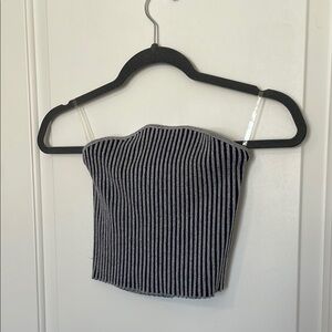 Striped Blue and Gray Women's Tube Top